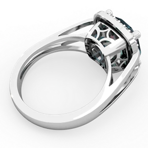 Alexandrite Art Deco Cocktail 14K White Gold ring R2498