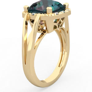 Alexandrite Art Deco Cocktail 14K Yellow Gold ring R2498