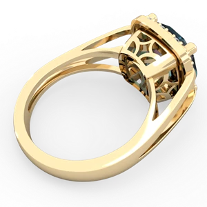 Alexandrite Art Deco Cocktail 14K Yellow Gold ring R2498
