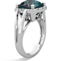 Alexandrite Art Deco Cocktail 14K White Gold ring R2498