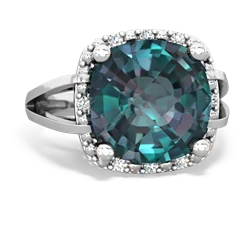 Alexandrite Art Deco Cocktail 14K White Gold ring R2498