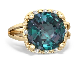 Alexandrite Art Deco Cocktail 14K Yellow Gold ring R2498