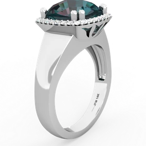 Alexandrite Halo Cocktail 14K White Gold ring R2544