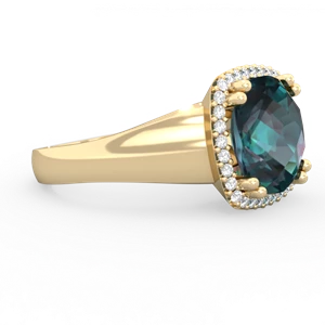 Alexandrite Halo Cocktail 14K Yellow Gold ring R2544