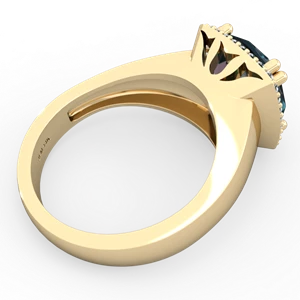 Alexandrite Halo Cocktail 14K Yellow Gold ring R2544