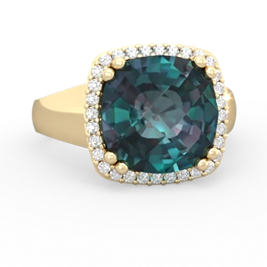 Alexandrite Halo Cocktail 14K Yellow Gold ring R2544
