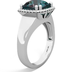 Alexandrite Halo Cocktail 14K White Gold ring R2544