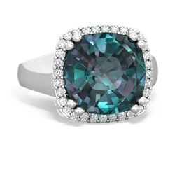 Alexandrite Halo Cocktail 14K White Gold ring R2544