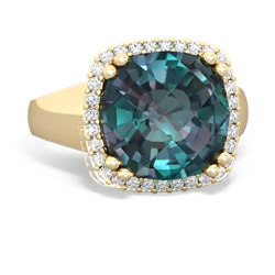 Alexandrite Halo Cocktail 14K Yellow Gold ring R2544