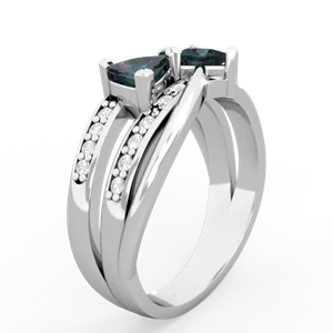 Alexandrite Bowtie 14K White Gold ring R2360