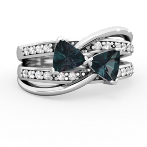 Alexandrite Bowtie 14K White Gold ring R2360