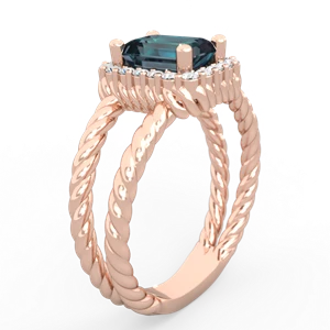 Alexandrite Rope Split Band 14K Rose Gold ring R2628
