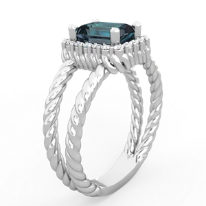Alexandrite Rope Split Band 14K White Gold ring R2628