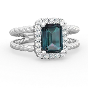 Alexandrite Rope Split Band 14K White Gold ring R2628