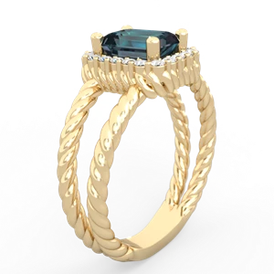 Alexandrite Rope Split Band 14K Yellow Gold ring R2628