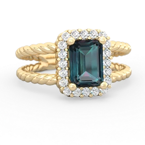 Alexandrite Rope Split Band 14K Yellow Gold ring R2628