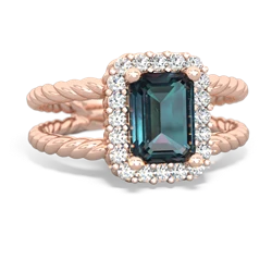 Alexandrite Rope Split Band 14K Rose Gold ring R2628