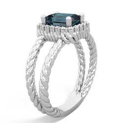 Alexandrite Rope Split Band 14K White Gold ring R2628