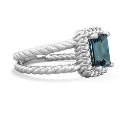 Alexandrite Rope Split Band 14K White Gold ring R2628