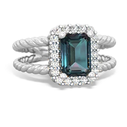 Alexandrite Rope Split Band 14K White Gold ring R2628