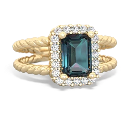 Alexandrite Rope Split Band 14K Yellow Gold ring R2628