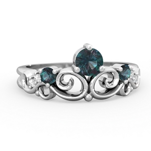 Alexandrite Crown Keepsake 14K White Gold ring R5740