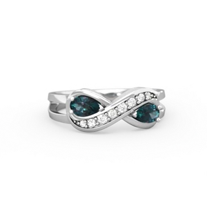 Alexandrite Diamond Infinity 14K White Gold ring R5390