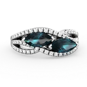 Alexandrite Diamond Rivers 14K White Gold ring R3070