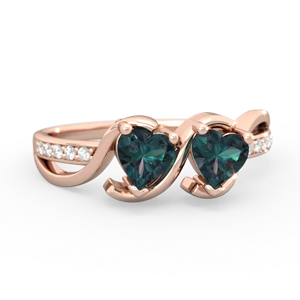 Alexandrite Side By Side 14K Rose Gold ring R3090