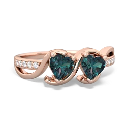 Alexandrite Side By Side 14K Rose Gold ring R3090