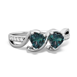 Alexandrite Side By Side 14K White Gold ring R3090