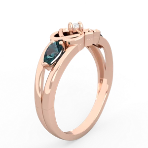 Alexandrite Hearts Intertwined 14K Rose Gold ring R5880
