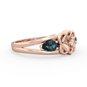 Alexandrite Hearts Intertwined 14K Rose Gold ring R5880