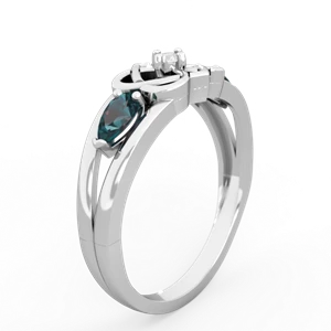 Alexandrite Hearts Intertwined 14K White Gold ring R5880