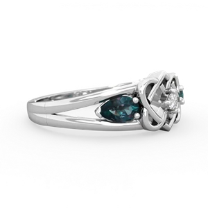 Alexandrite Hearts Intertwined 14K White Gold ring R5880