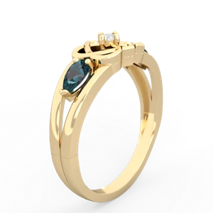 Alexandrite Hearts Intertwined 14K Yellow Gold ring R5880