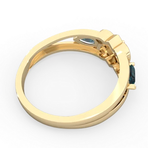 Alexandrite Hearts Intertwined 14K Yellow Gold ring R5880