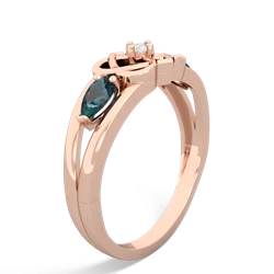 Alexandrite Hearts Intertwined 14K Rose Gold ring R5880