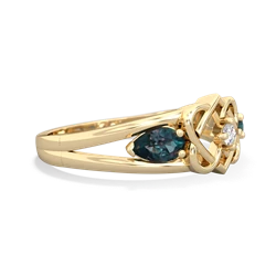 Alexandrite Hearts Intertwined 14K Yellow Gold ring R5880