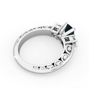 Alexandrite Art Deco Diamond 7X5 Emerald-Cut Engagement 14K White Gold ring R20017EM