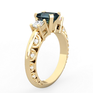 Alexandrite Art Deco Diamond 7X5 Emerald-Cut Engagement 14K Yellow Gold ring R20017EM
