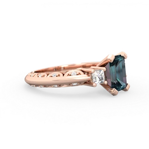 Alexandrite Art Deco Diamond 8X6 Emerald-Cut Engagement 14K Rose Gold ring R20018EM