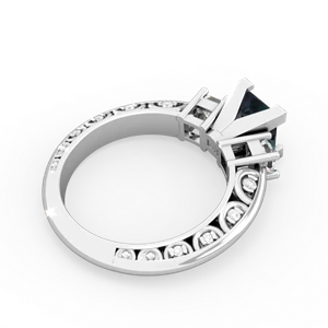 Alexandrite Art Deco Diamond Engagement 6Mm Princess 14K White Gold ring R2001