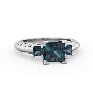 Alexandrite Eternal Embrace Engagement 14K White Gold ring C2001
