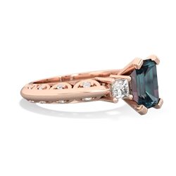 Alexandrite Art Deco Diamond 8X6 Emerald-Cut Engagement 14K Rose Gold ring R20018EM