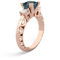 Alexandrite Art Deco Diamond Engagement 6Mm Princess 14K Rose Gold ring R2001