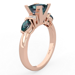 Alexandrite 6Mm Princess Eternal Embrace Engagement 14K Rose Gold ring C2002