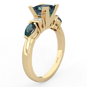 Alexandrite 6Mm Princess Eternal Embrace Engagement 14K Yellow Gold ring C2002