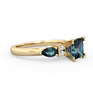 Alexandrite 6Mm Princess Eternal Embrace Engagement 14K Yellow Gold ring C2002
