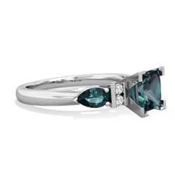 Alexandrite 6Mm Princess Eternal Embrace Engagement 14K White Gold ring C2002